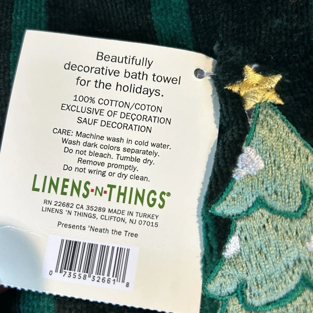 NWT Vtg Linens N Things Embroidered‎ Christmas 100% Turkish Cotton Towels 5pc